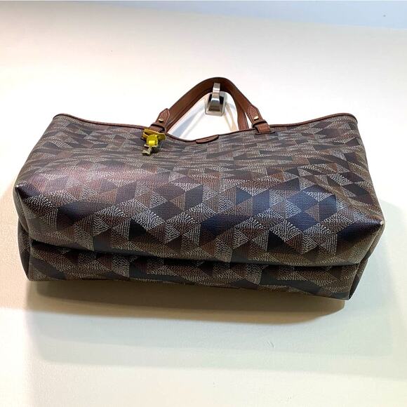 Fósil Geometric Large Rachel Tote Brown Purse and Wallet - Picture 8 of 10